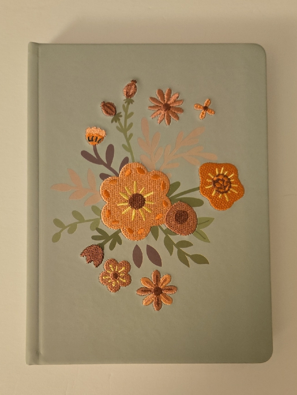 James Burke Light Green Floral Embroidery Hardcover Journal